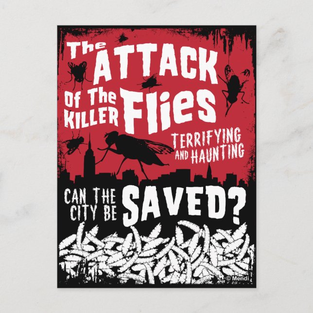 Flies Attack! Vykort (Framsida)