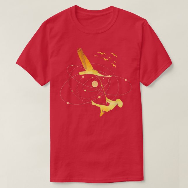 Flies Bird with Girl på Swing Fantasy Dreams T Shirt (Design framsida)