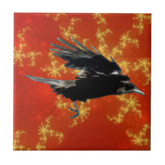 Flies Black Kråka Art för fågellovers Kakelplatta