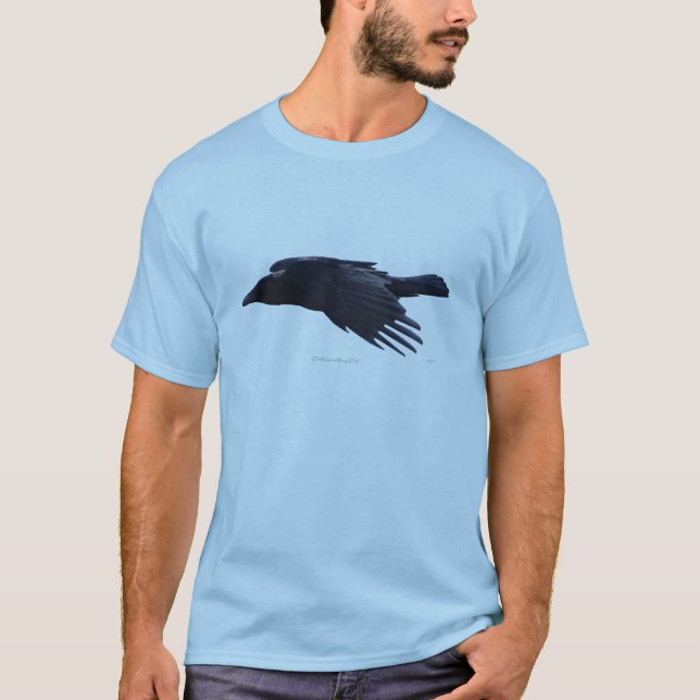 Flies Black Raven Birdlovers T-Shirt (Framsida)