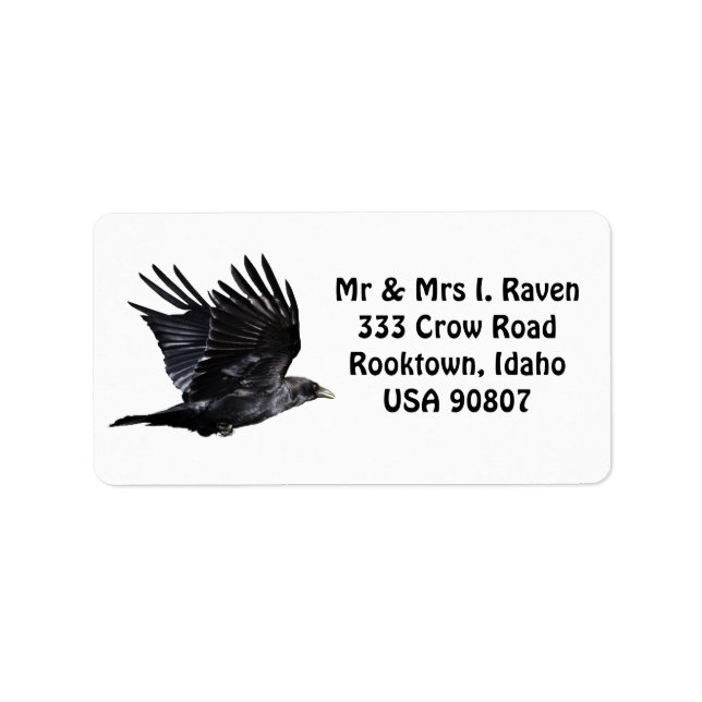 Flies Black Raven Photo Labels Adressetikett (Framsidan)