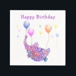 Flies Elephant Funny Birthday Napkins Pappersservett<br><div class="desc">Barns födelsedag-blöjor med cute Starry Elephant som flyger med färgstarka bubblor - Tecknad för djur Teckning - Anpassade - eller Välj / lägg till din unika text / Namn / Färg - Gör din Speciella gåva - Ändra storlek och flytta eller ta bort och lägg till inslag / text med...</div>
