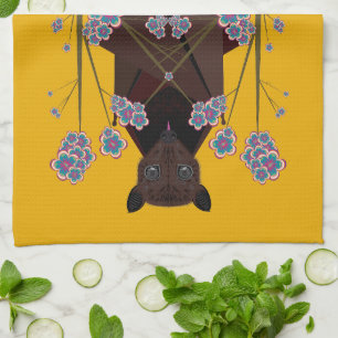 Flies Fox Mustard Kitchen Towel Kökshandduk