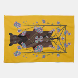 Flies Fox Mustard Kitchen Towel Kökshandduk