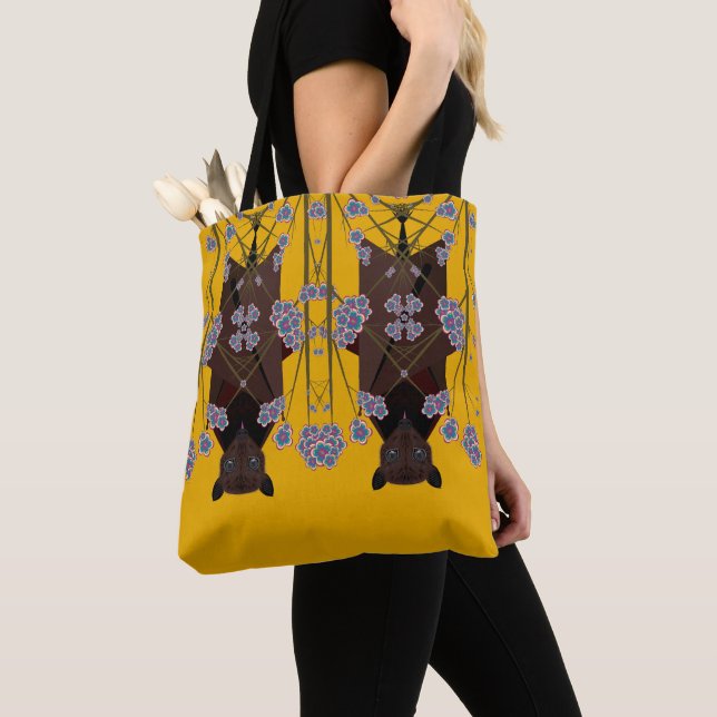 Flies Fox Mustard Shoulder Tote (2 storlekar) Tygkasse (Närbild)
