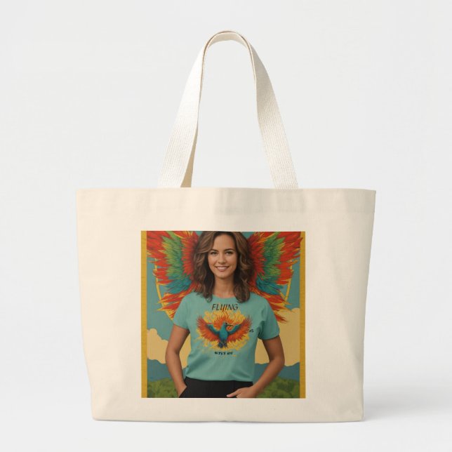 Flies Girl Design Tote Bag Jumbo Tygkasse (Framsidan)