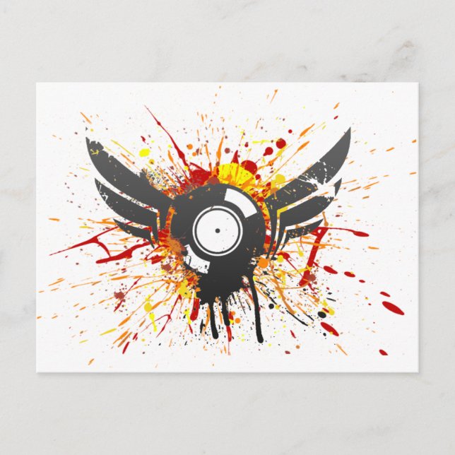 Flies Graffiti Record - Music Audio DJ Vinyl Vykort (Framsida)