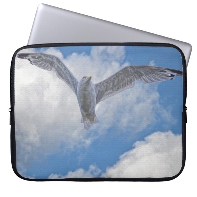 Flies Gull Bird Wildlife Birdlover Gift Laptop Sleeve (Framsidan)