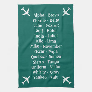 Flies Lesson Phonetic Alphabet Aero Flygplan Spott Kökshandduk