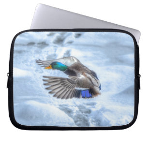 Flies Mallard Anka Drake 3 Wildlife Photo Laptop Sleeve