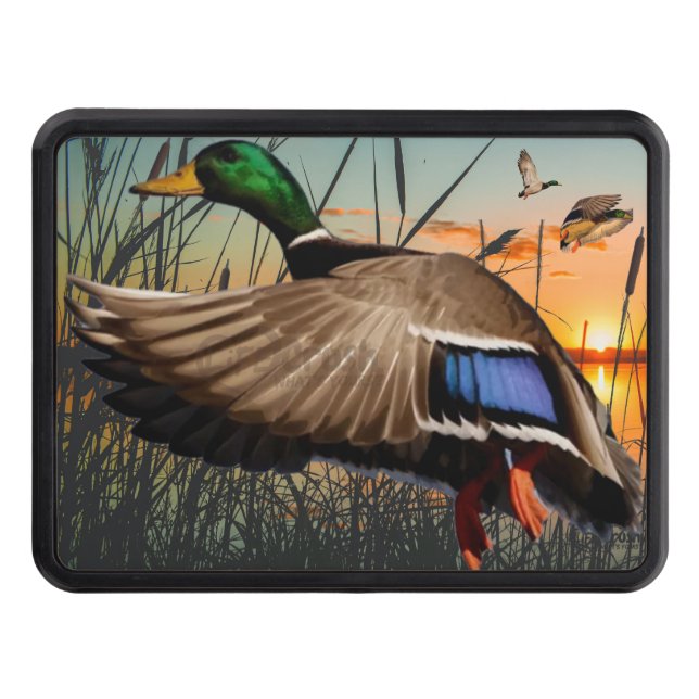 Flies Mallard Anka Hunting Trailer Hitch Cover Dragkroksskydd (Framsidan)