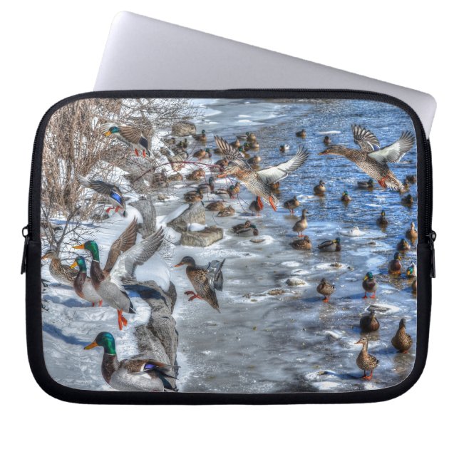 Flies Mallard Ankor Wildlife Gift Laptop Sleeve (Framsidan)