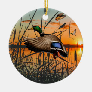 Flies Mallard Ornament, Anka Hunting Julgransprydnad Keramik
