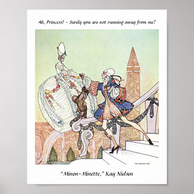 Flies prinsessa och chockad prins Kay Nielsen Poster (Framsidan)