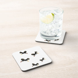 Flies Puffins Roligt Bird Art Underlägg