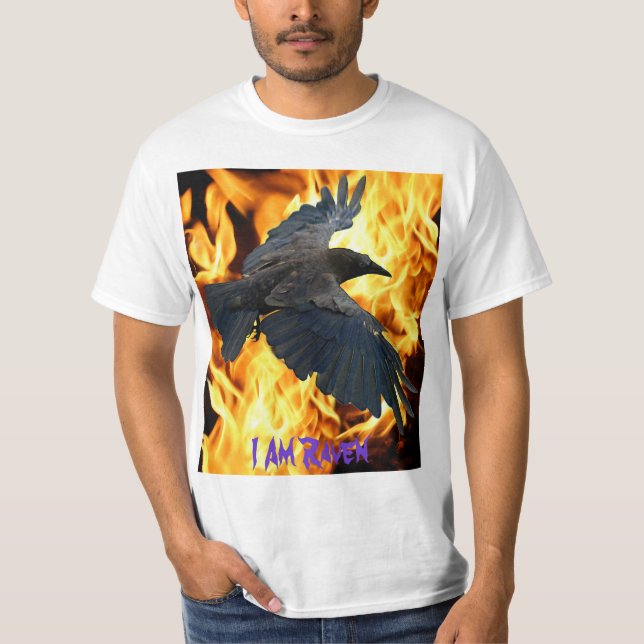 Flies Raven & Flames Raven-älskare mellan T-Shirt (Framsida)