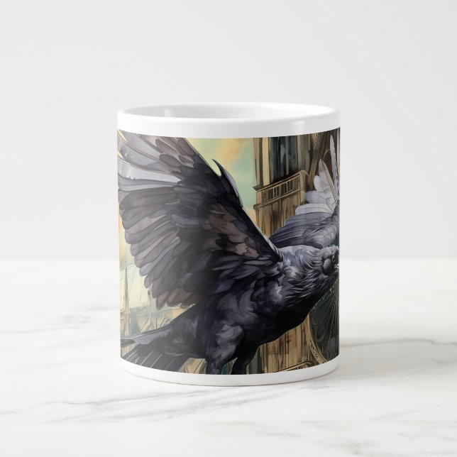 Flies Raven och Medieval Gothic Cathedral Jumbo Mugg (Framsidan)
