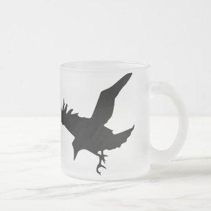 Flies Raven Silhouette Frosted Glass Mugg