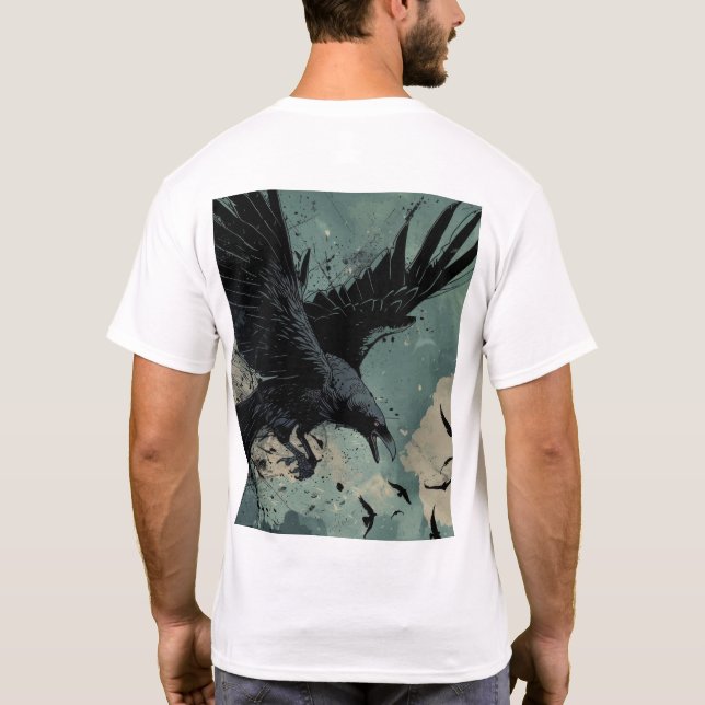Flies Raven Tecknad Stil T-Shirt (Baksida)