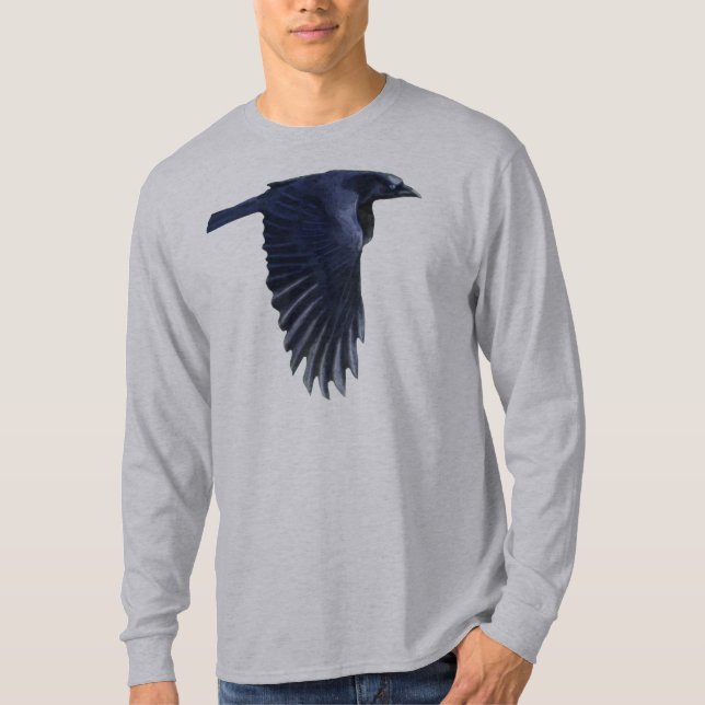 Flies Raven Wildlife Art Shirt Tee Shirt (Framsida)