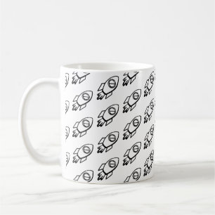 Flies Rocket Sketch Mönster Kaffemugg