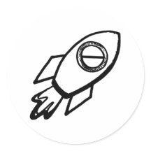 Flies Rocket Sketch Mönster Round Sticker