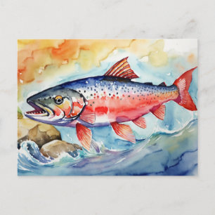 *~* Flies Salmon AirBorne Gift AP49 Stream Helg Vykort
