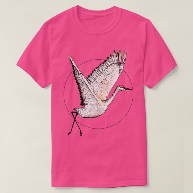 Flies Sandhill Crane Illustration Crane Bird Draw T Shirt (Design framsida)