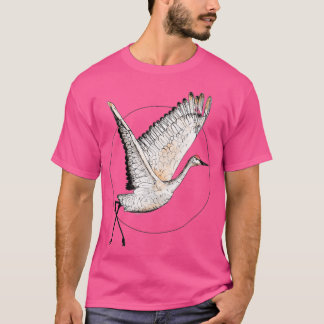 Flies Sandhill Crane Illustration Crane Bird Draw T Shirt