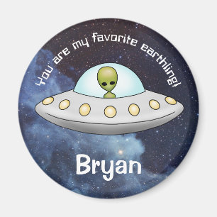 Flies Saucer Alien UFO Sticker Galaxy Magnet