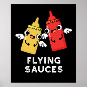 Flies Sauces Funny Food Pun Mörk BG Poster