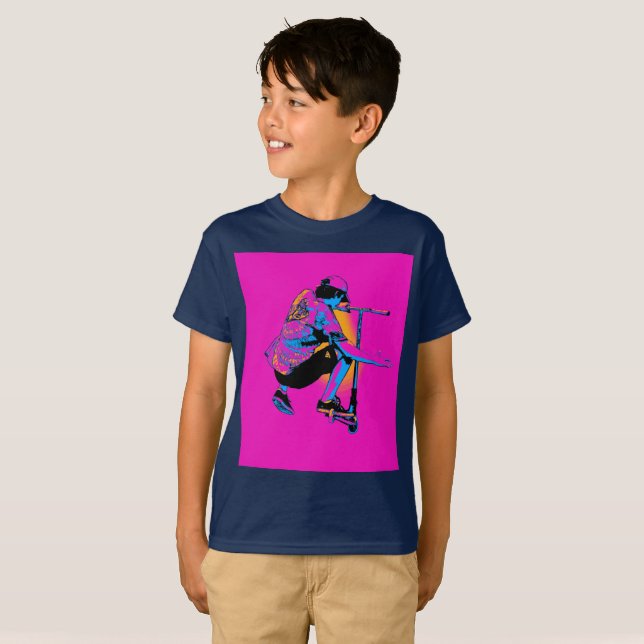 Flies Scooter Pro - Stunt Scooter Boy T Shirt (Hel framsida)