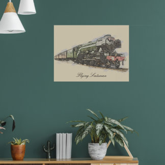 Flies Scotsman Pencil illustration Poster