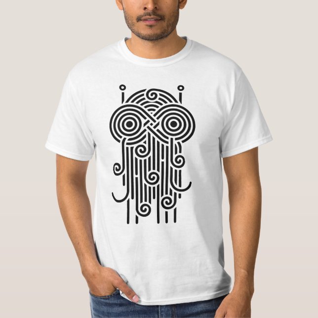 Flies Spaghetti Monster (linjer) T Shirt (Framsida)