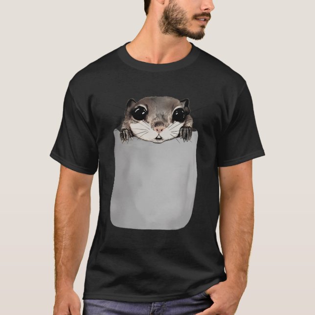 Flies Squirrel Faux Pocket Rädda djuren T Shirt (Framsida)