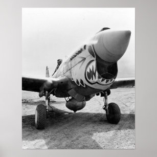 Flies Tigers P-40 Warhawk 1941. Vintage Photo Poster