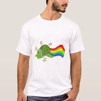 Flies Turtle Rainbow Sticker T Shirt