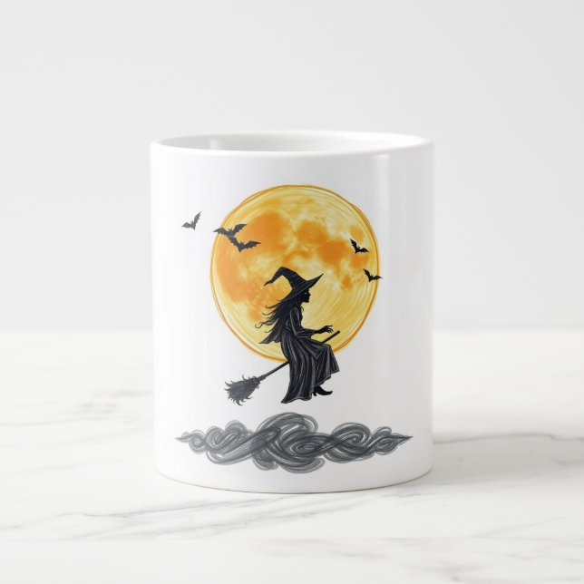 Flies Witch Silhouette Mugg Jumbo Mugg (Framsidan)
