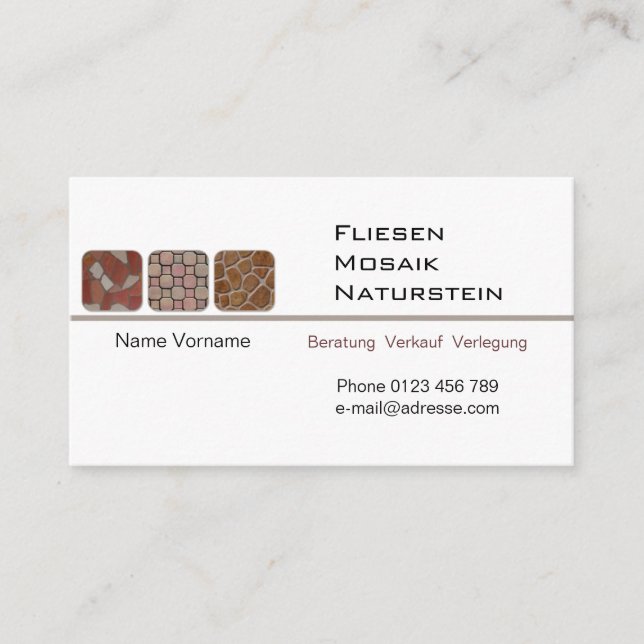 Fliesenleger Visitkort (Framsida)