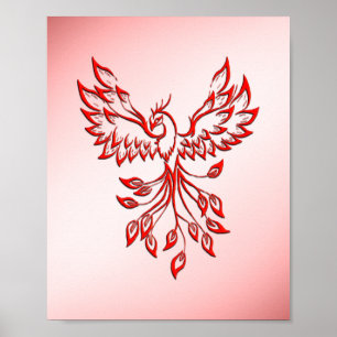 Flight A Phoenix Red på Rosa Poster