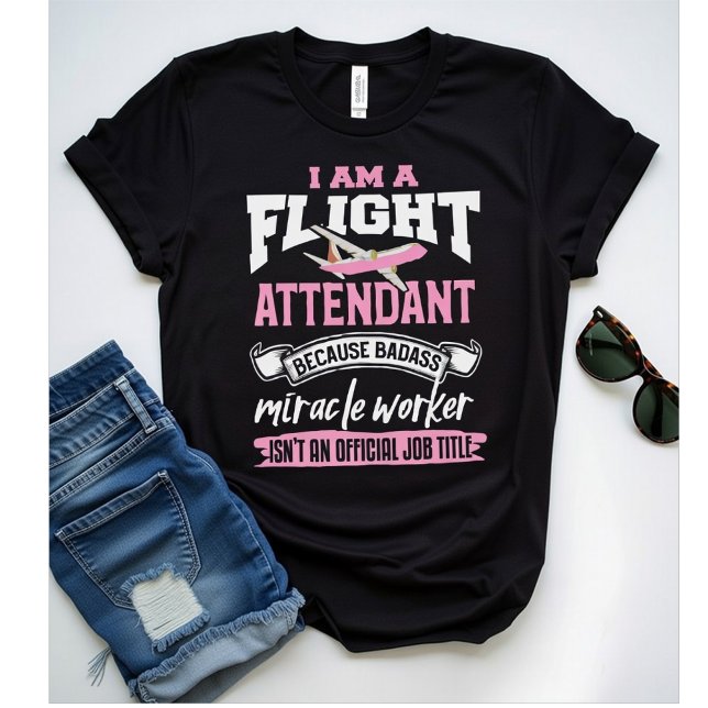 Flight Attendant Because Badass Miracle, Funny  T Shirt (Skapare uppladdad)