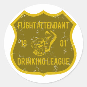 Flight Attendant Drinking League Runt Klistermärke