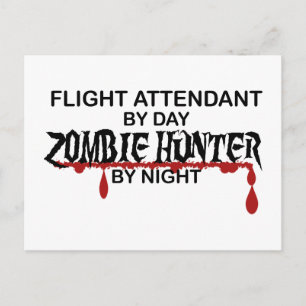 Flight Attendant Zombie Hunter Vykort