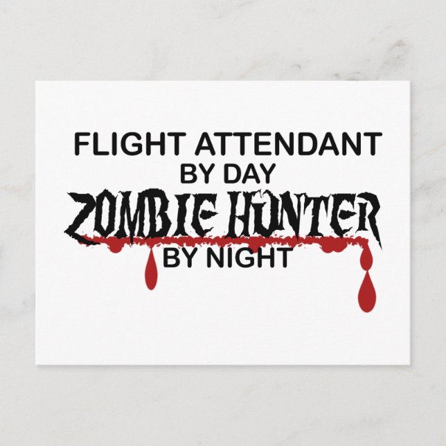 Flight Attendant Zombie Hunter Vykort (Framsida)