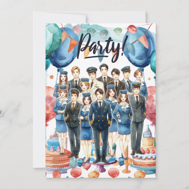 Flight attendants team Party  Inbjudningar (Framsida)