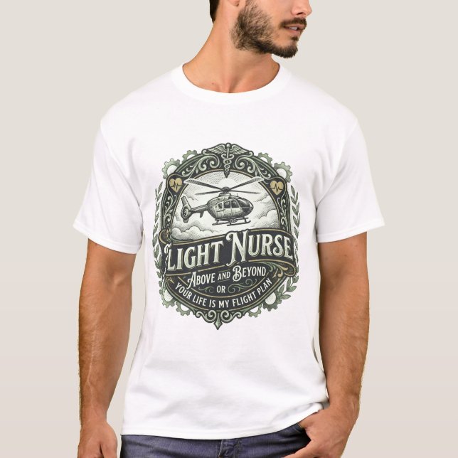 Flight Nurse Above And Beyond T Shirt (Framsida)