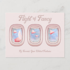 Flight of Fancy-Pigs Flying Past Airplane Window P Vykort
