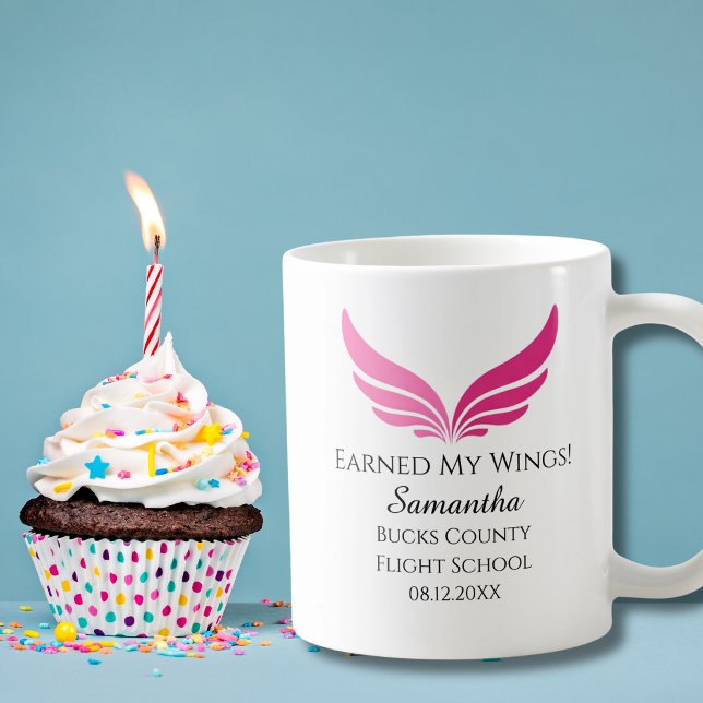 Flight Student Pilot Pink Wing Graduation Aviation Kaffemugg (Skapare uppladdad)