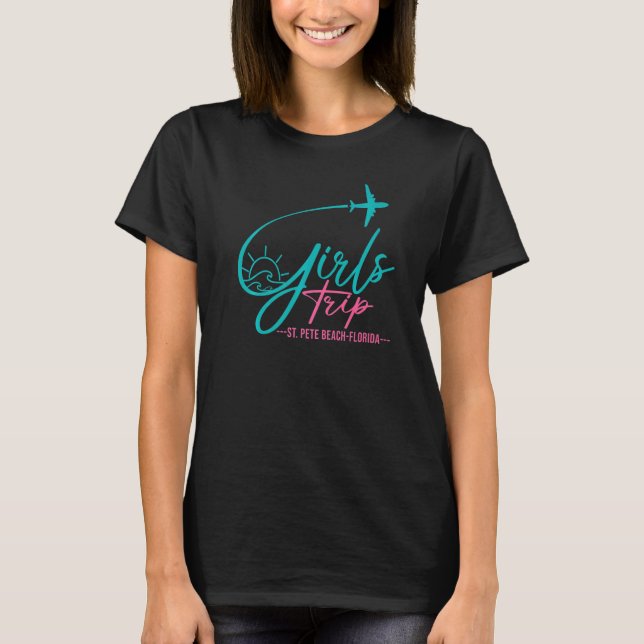 Flight Travel St Pete Beach Florida Matching Girls T Shirt (Framsida)