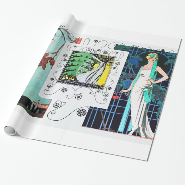 FLIGHTY BIRD/NATT RO ART DECO BEAUTY MODE PRESENTPAPPER (Utrullad)